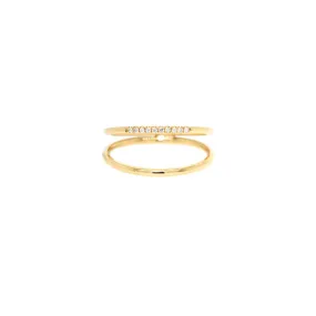 14k 10 Pavé Diamond Split Double Band Ring