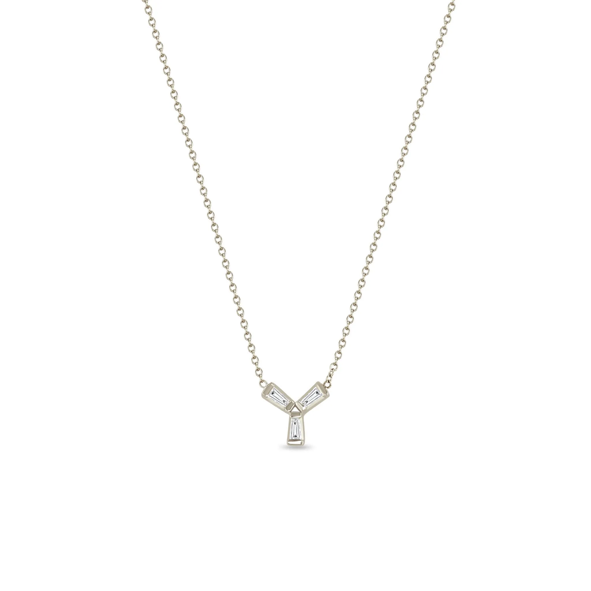 14k Tapered Baguette Trio Necklace