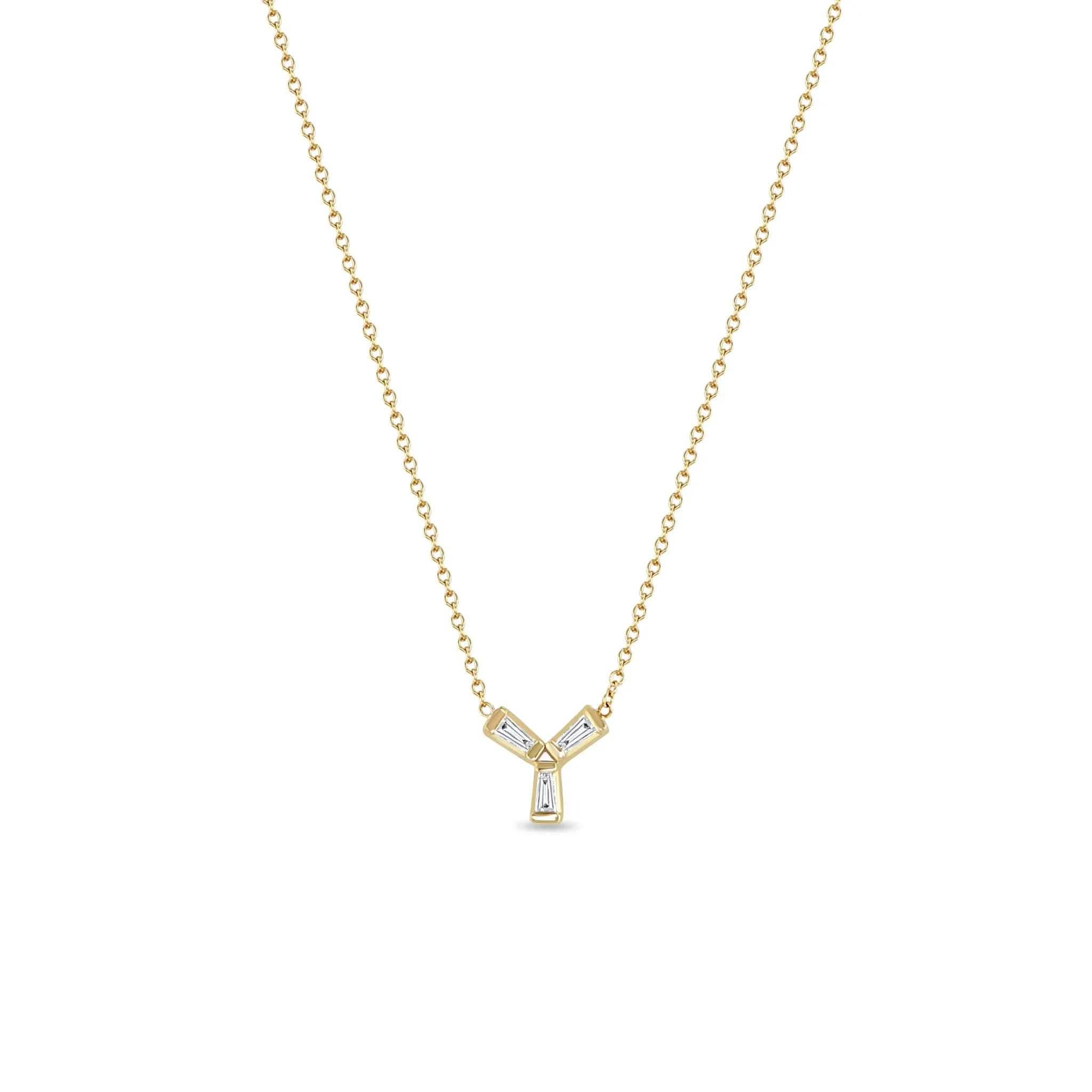 14k Tapered Baguette Trio Necklace