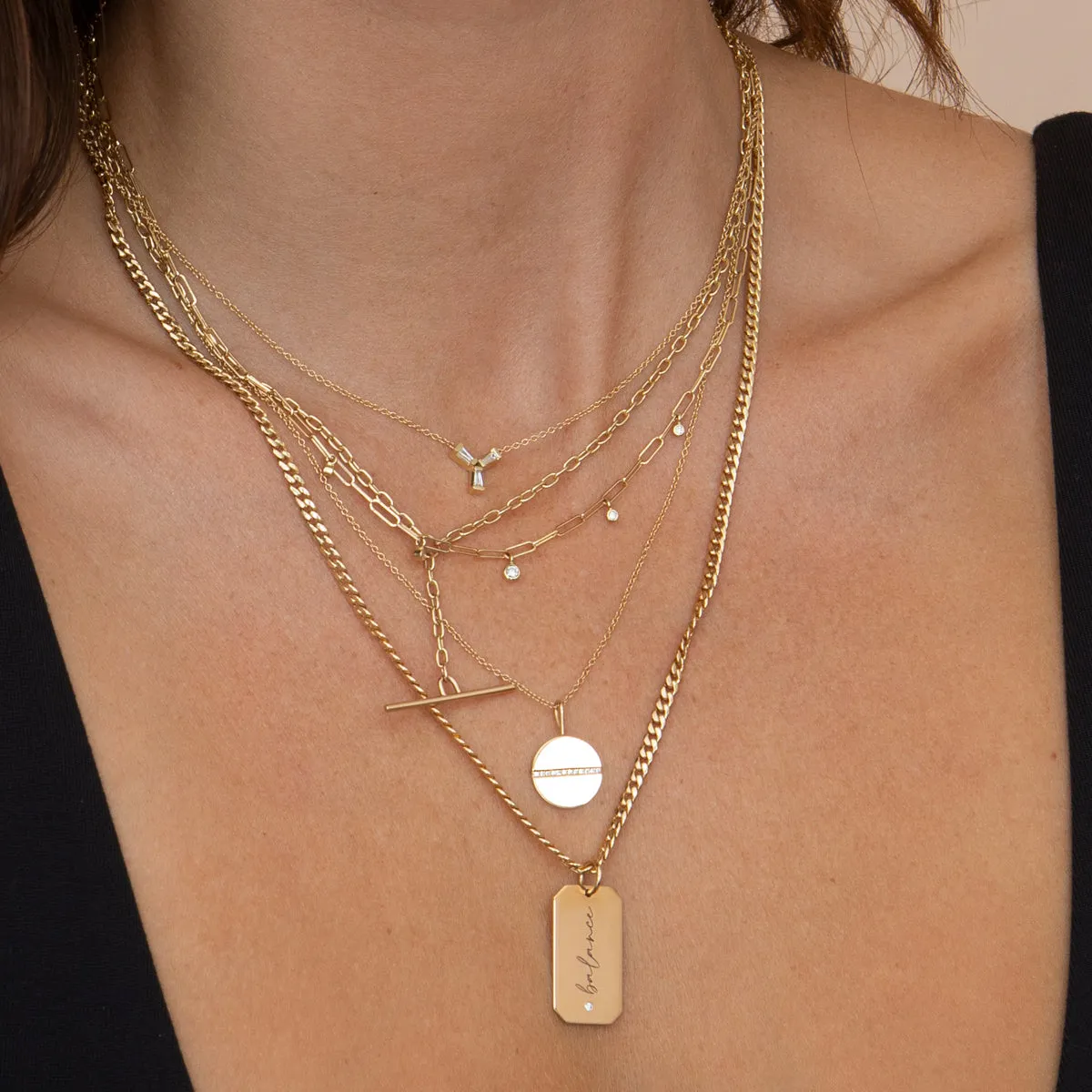 14k Tapered Baguette Trio Necklace