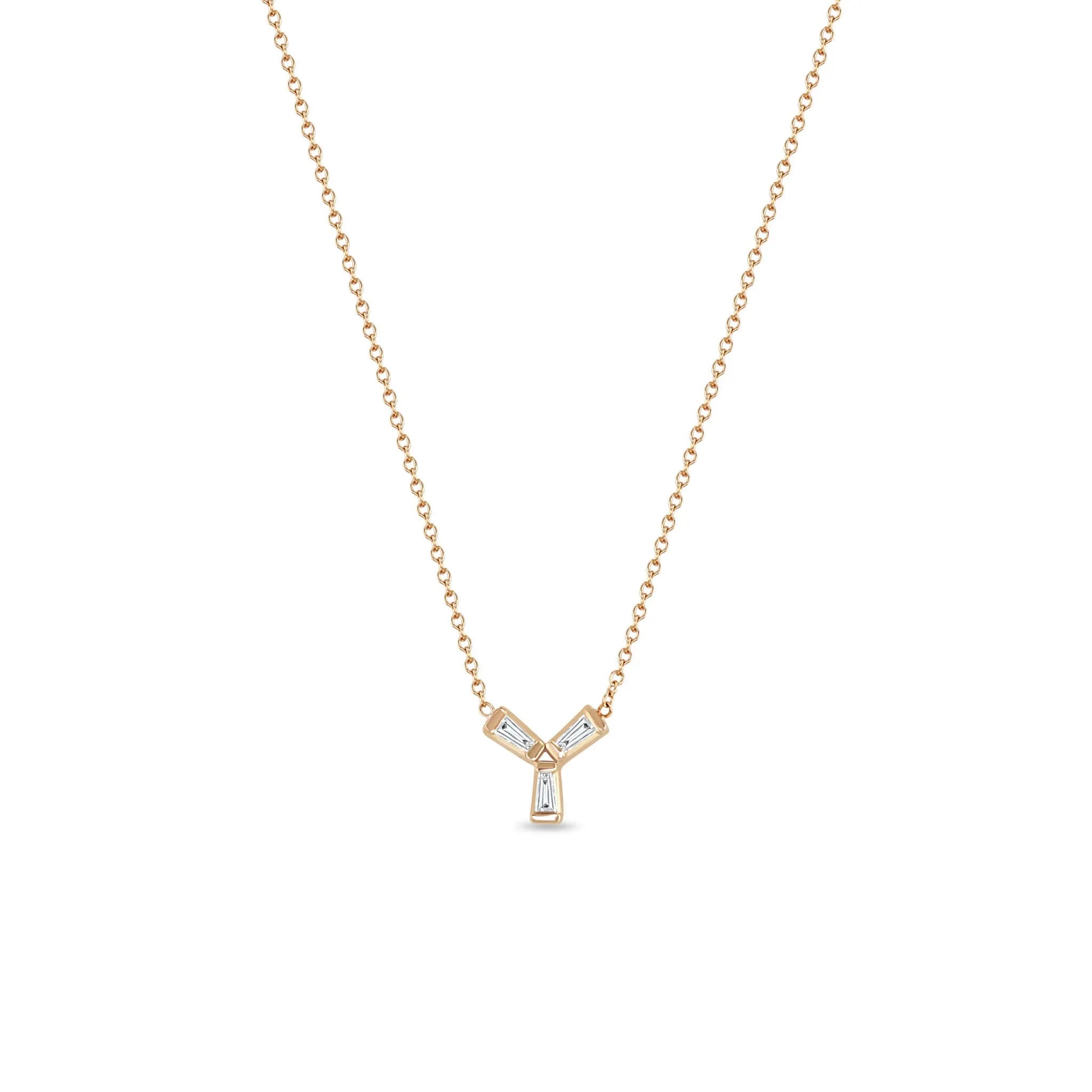 14k Tapered Baguette Trio Necklace