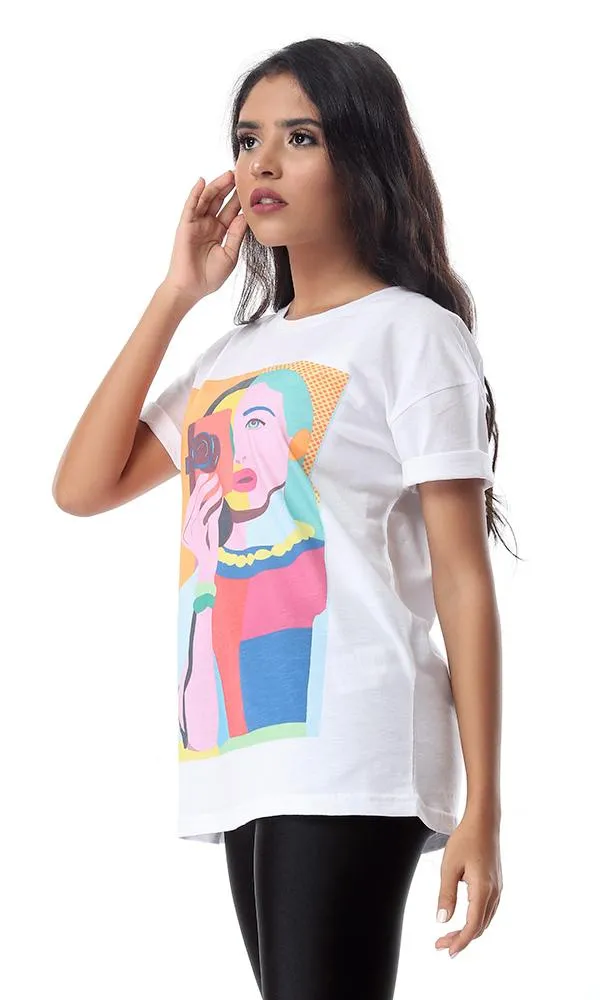 54509 Cool Girl Graphic Print White T-Shirt