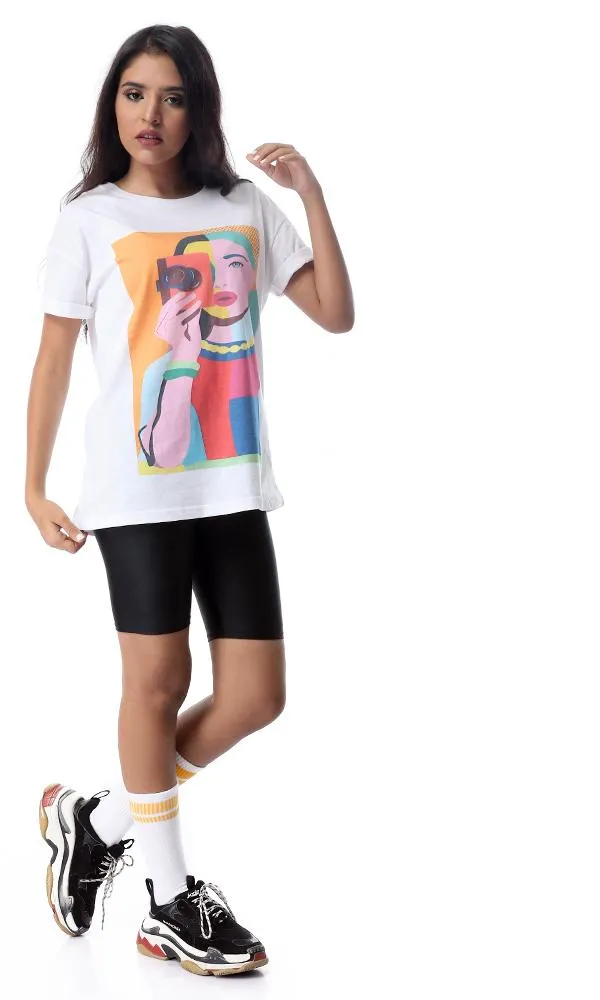 54509 Cool Girl Graphic Print White T-Shirt