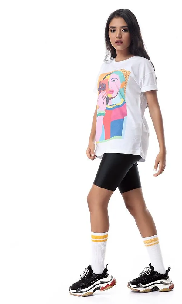 54509 Cool Girl Graphic Print White T-Shirt