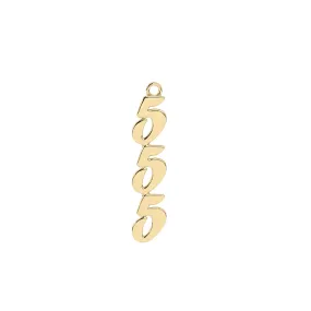 555 Angel Number Charm | 10k Yellow Gold