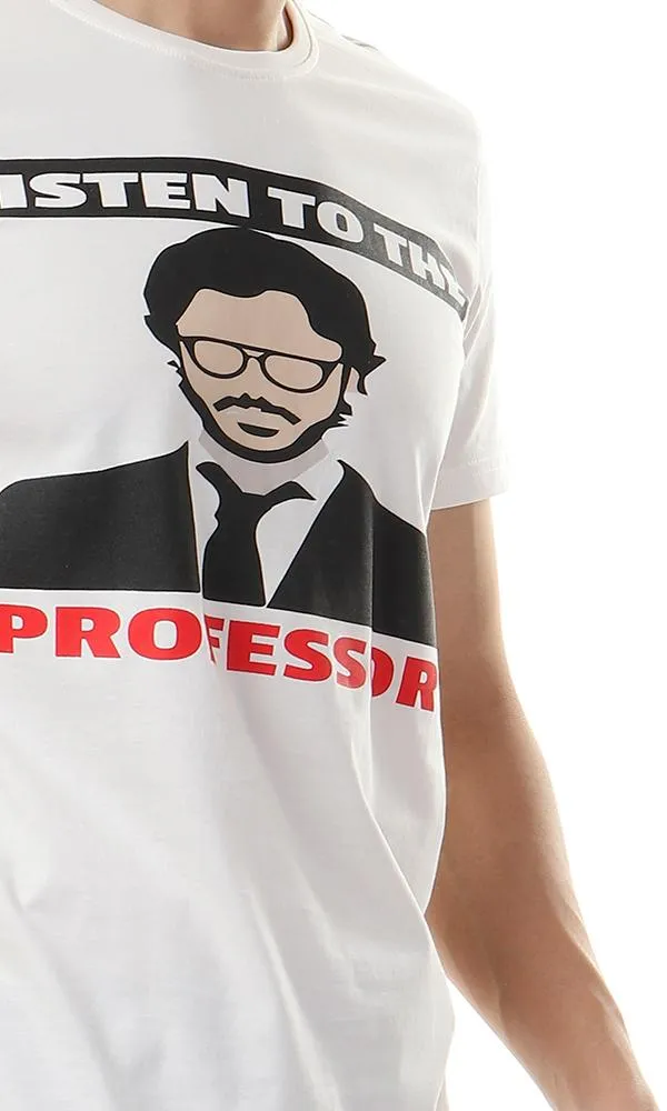 57543 Listen To The Professor Printed Beige Tee