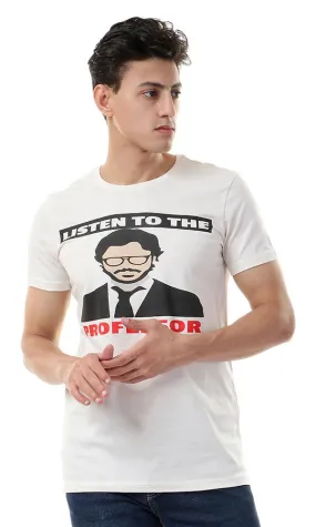 57543 Listen To The Professor Printed Beige Tee