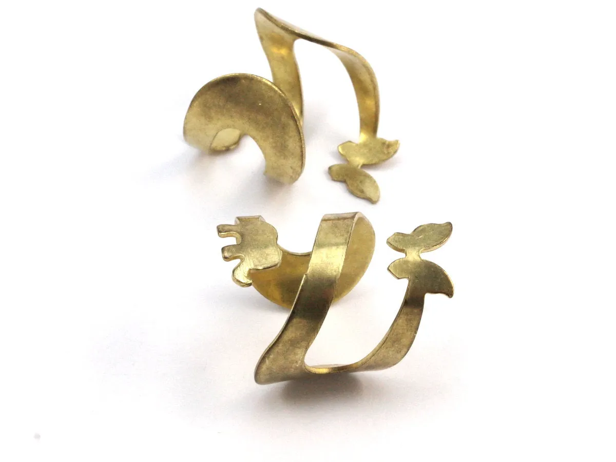 Adjustable Butterfly Ring - 10 Raw Brass Adjustable Butterfly Ring Settings (16x17mm / 23 Gauge) Mn38