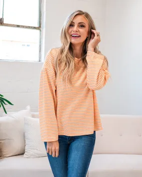 Angela Cream and Tangerine Striped Top