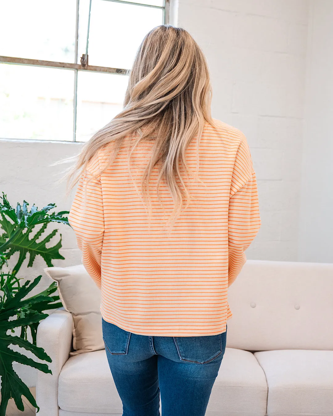 Angela Cream and Tangerine Striped Top