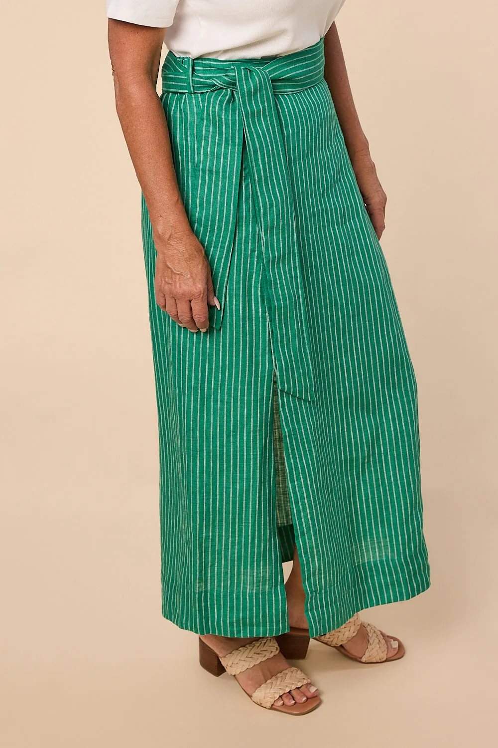 Anne Linen Skirt in Emerald City