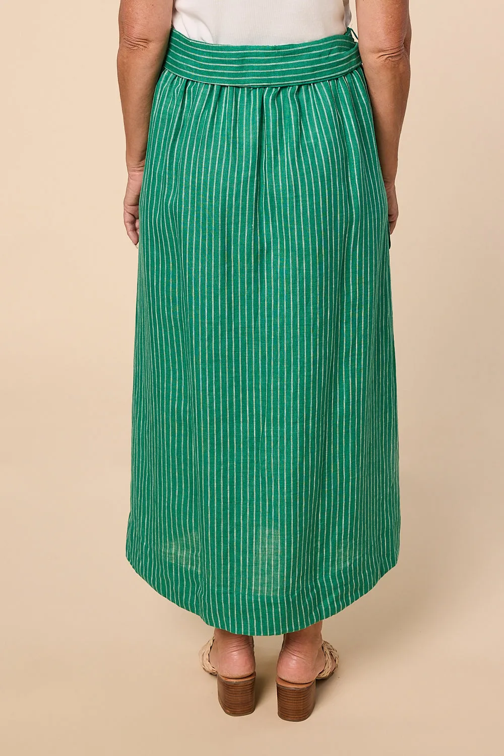 Anne Linen Skirt in Emerald City