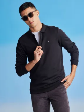 Black Zipped Polo Sweatshirt