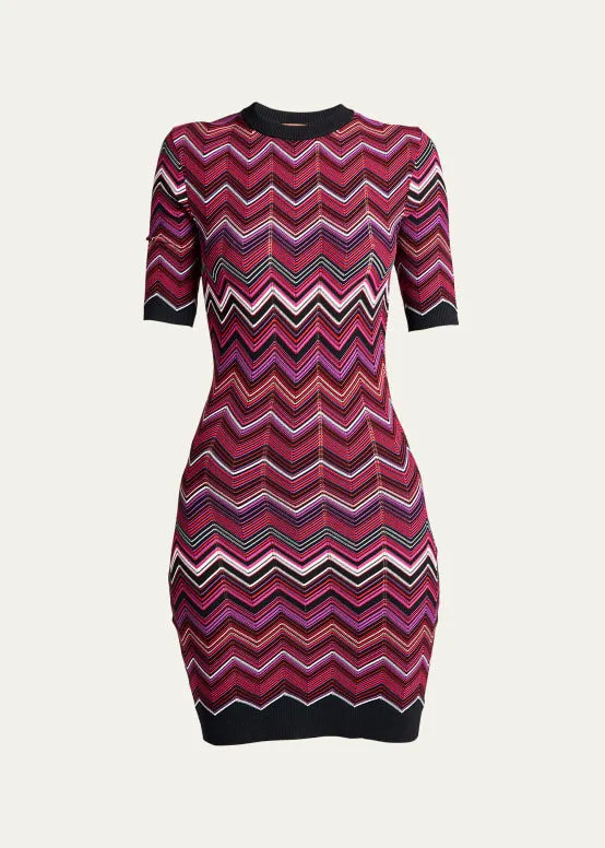 DS23WG3I Chevron knit dress