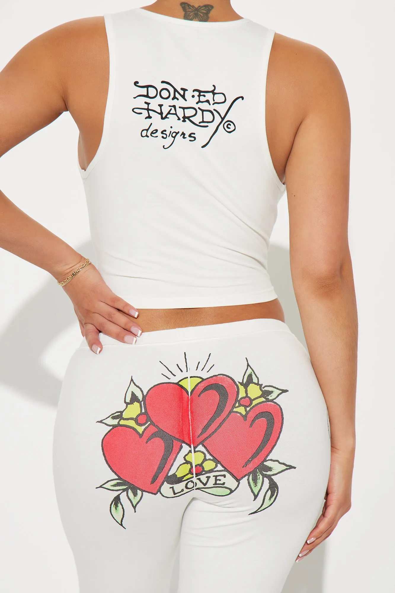 Ed Hardy Lover Pant Set - White