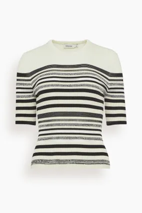 Elena Short Sleeve Top in Black Stripe