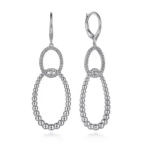 Gabriel & Co. White Sapphire Bujukan Twisted Oval Drop Earrings in Sterling Silver