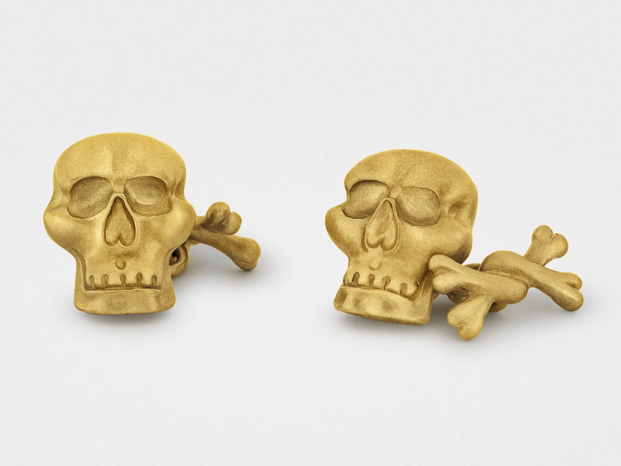 Jolly Roger Skull and Bones Cufflinks in 18K Gold