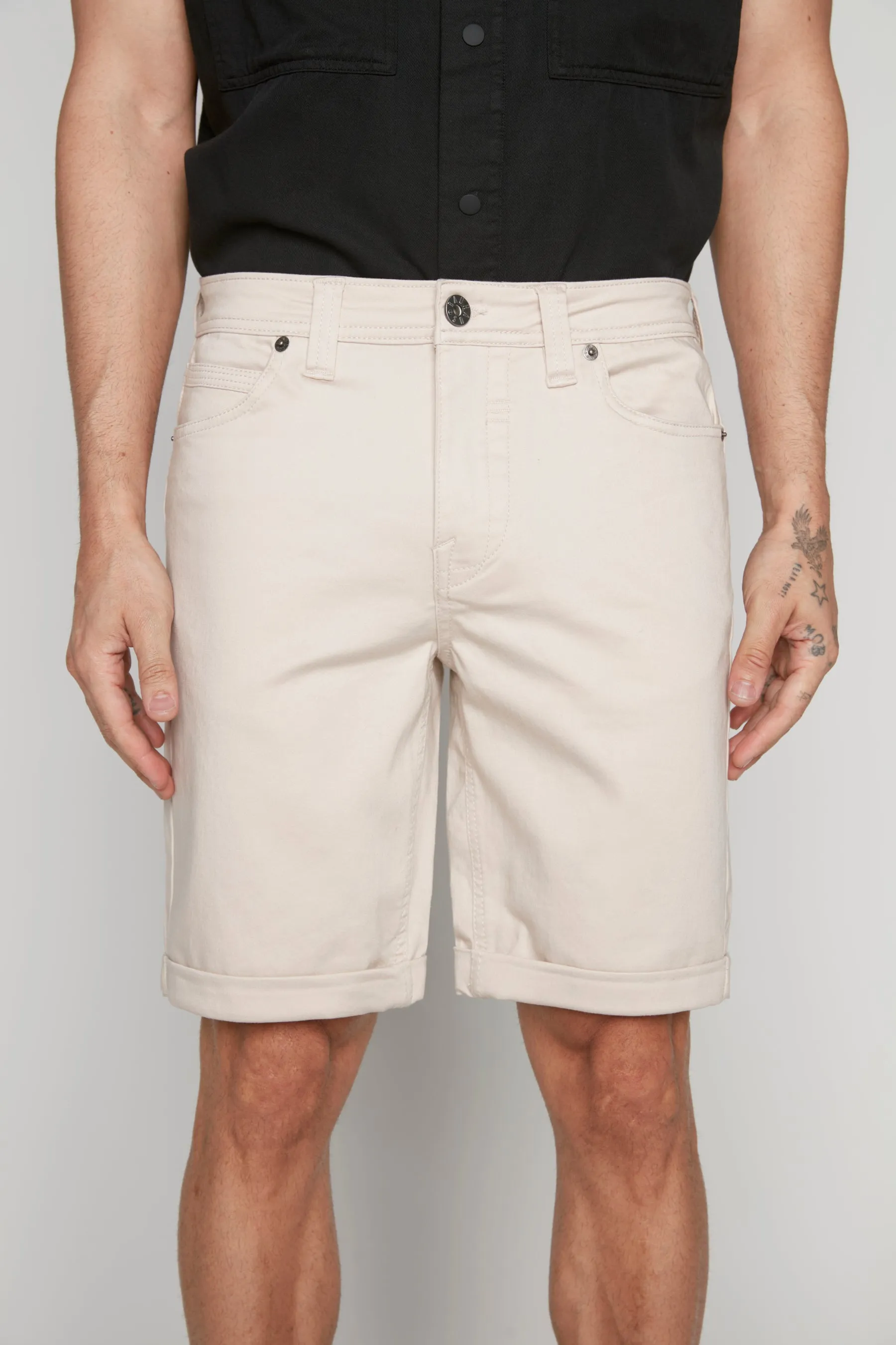 Men's Rolled-Up Denim Shorts - Sand