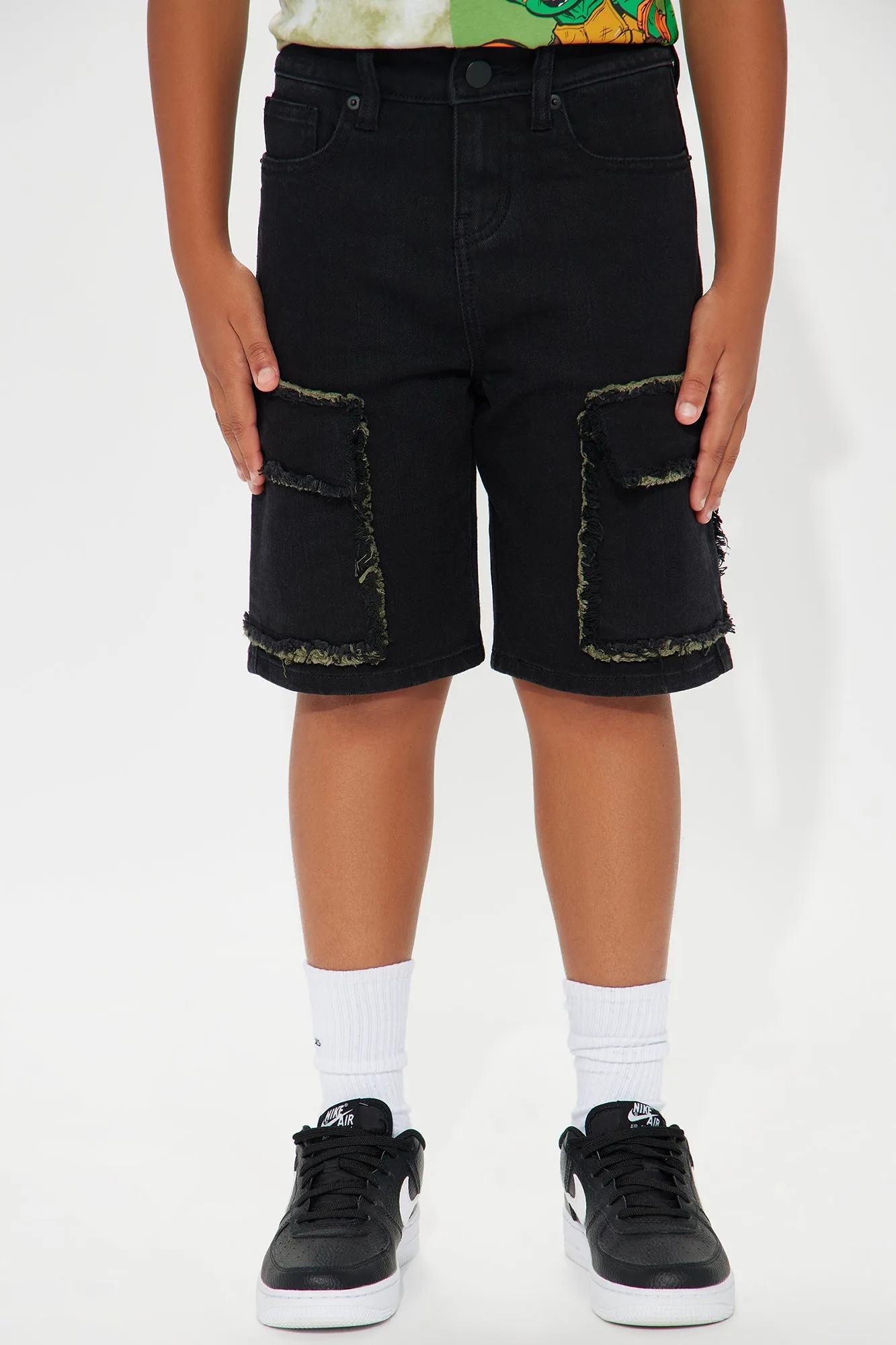 Mini Murphy Relaxed Denim Cargo Shorts - Black