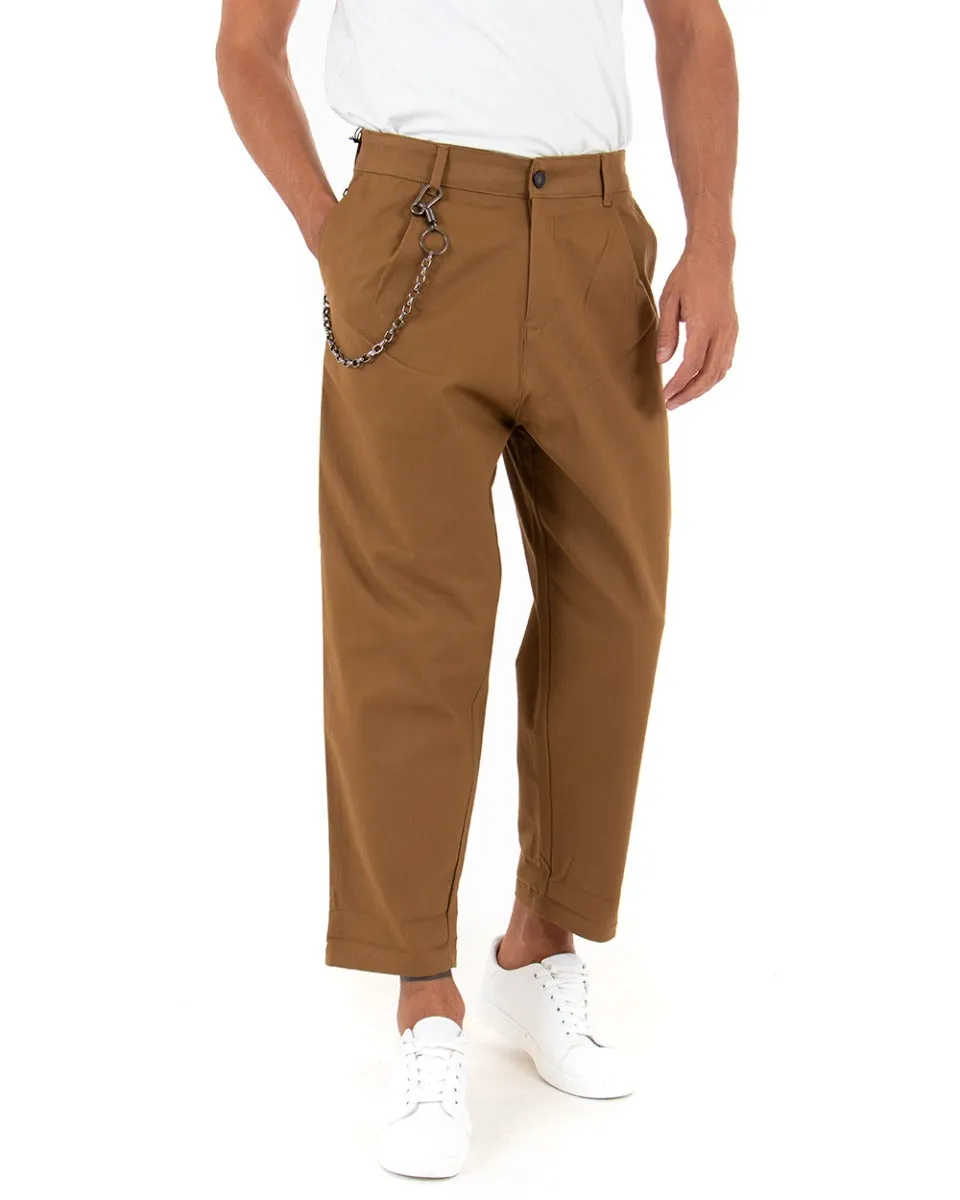 Pantaloni Uomo Lungo Tinta Unita Camel Wide Fit Catena Pinces GIOSAL-P3977A