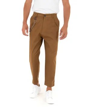 Pantaloni Uomo Lungo Tinta Unita Camel Wide Fit Catena Pinces GIOSAL-P3977A