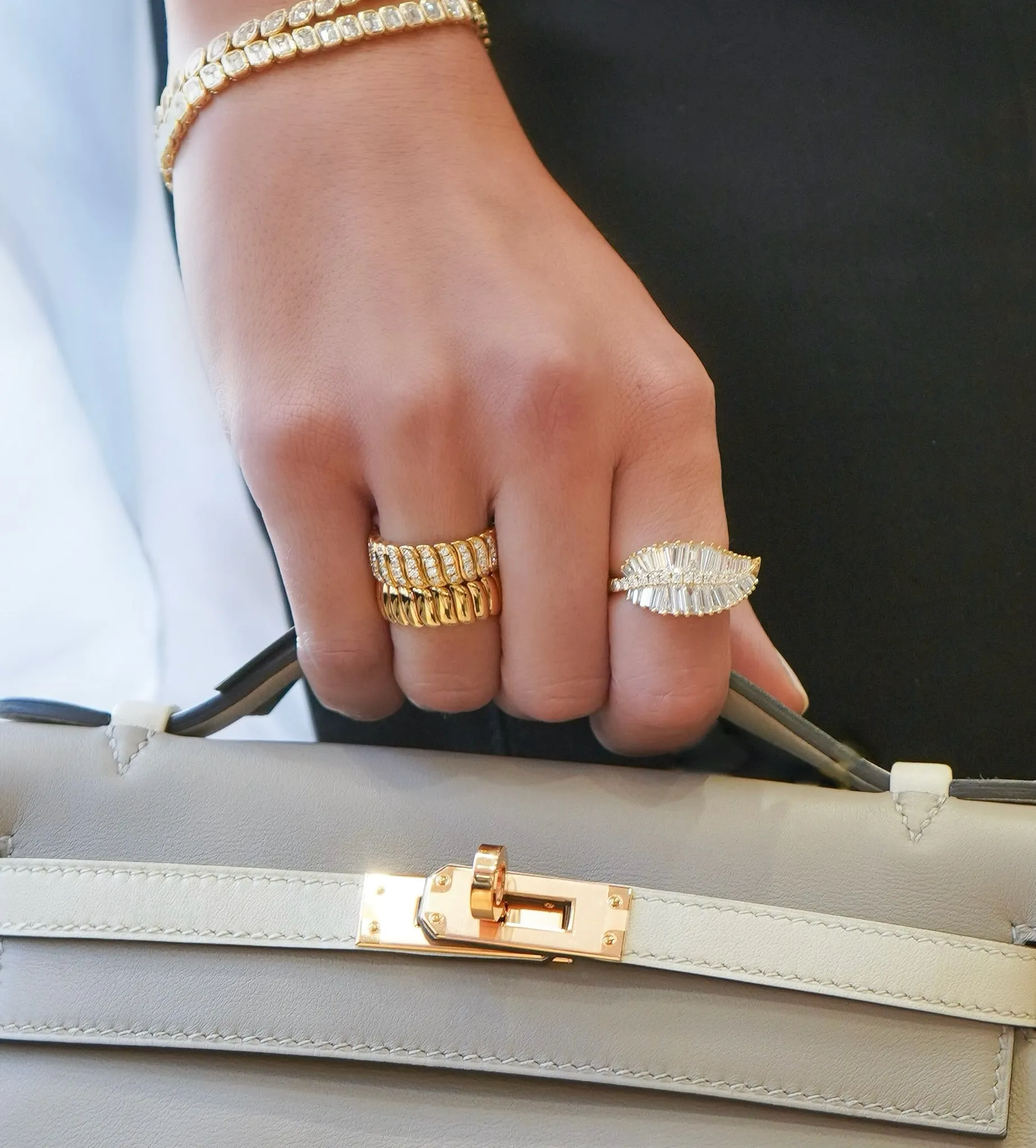 Sideways Palm Leaf Diamond Ring