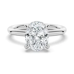 Solitaire Oval Cut Engagement Ring With Hidden Halo