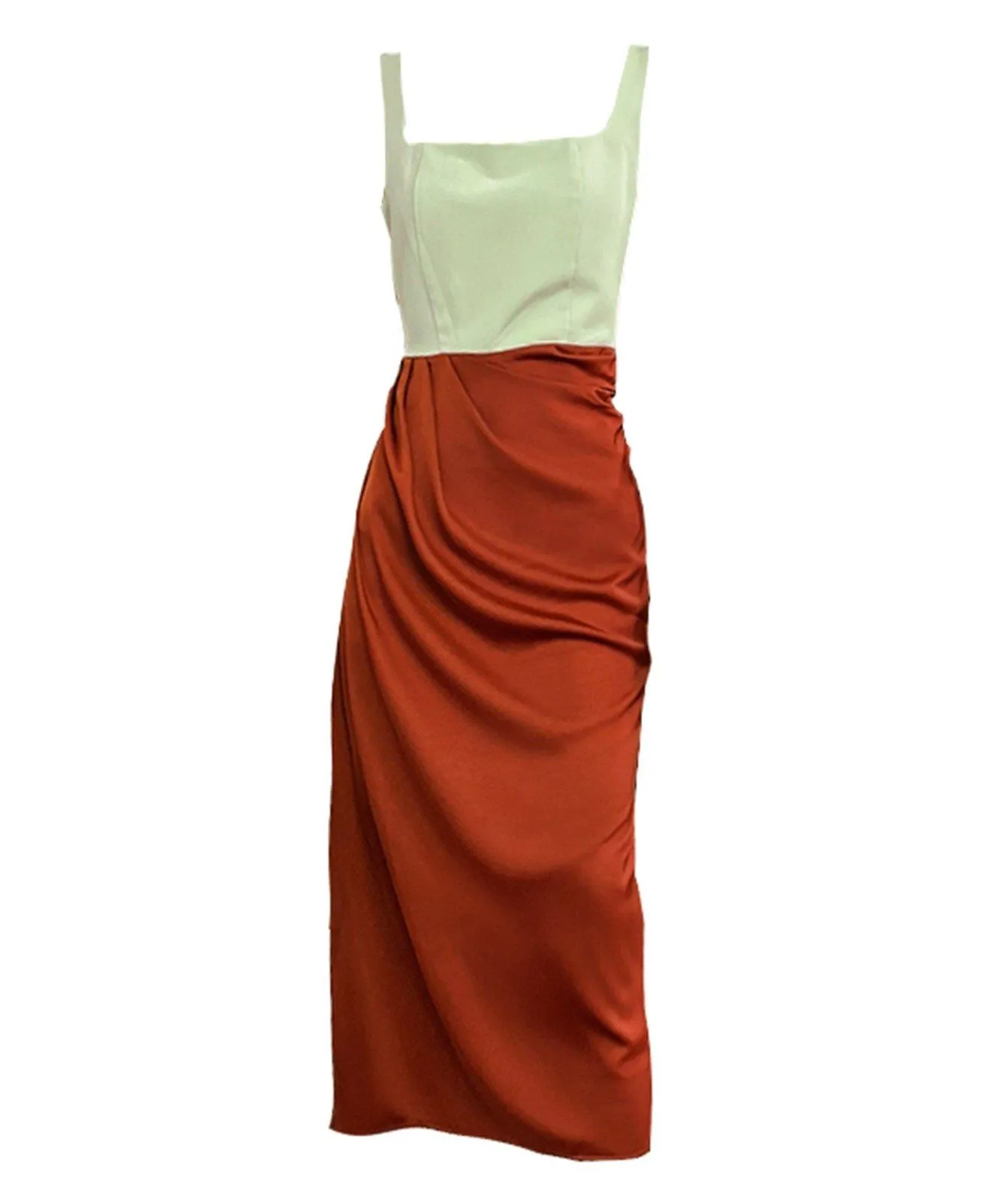 Twist Two-Tone Midi Sleeveless Dress