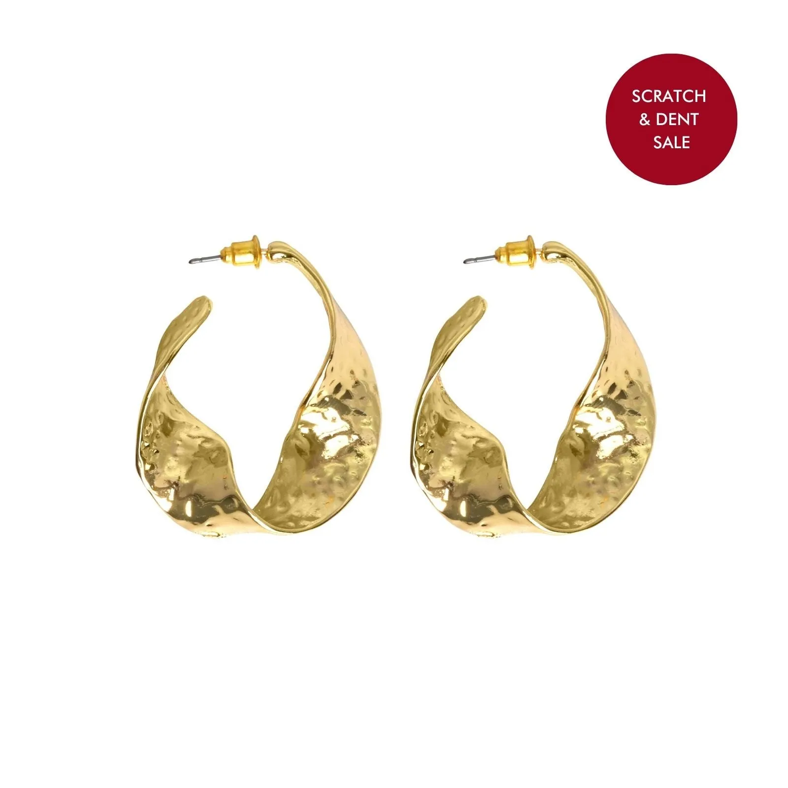 Twisted Hammered Bold Gold Earrings - Sample