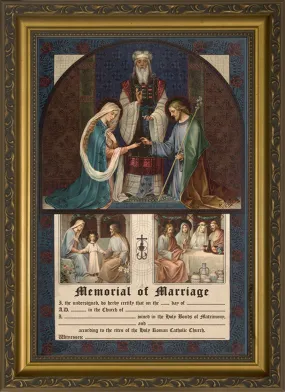 Wedding of Joseph and Mary Memorial of Marriage Gold Framed