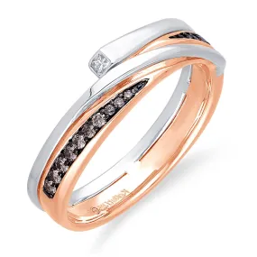 White and Rose Gold Diamond Men's Ring