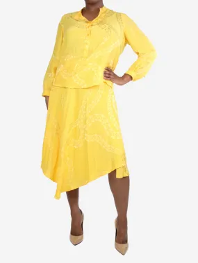 Yellow chain shirt and skirt set - size UK 14